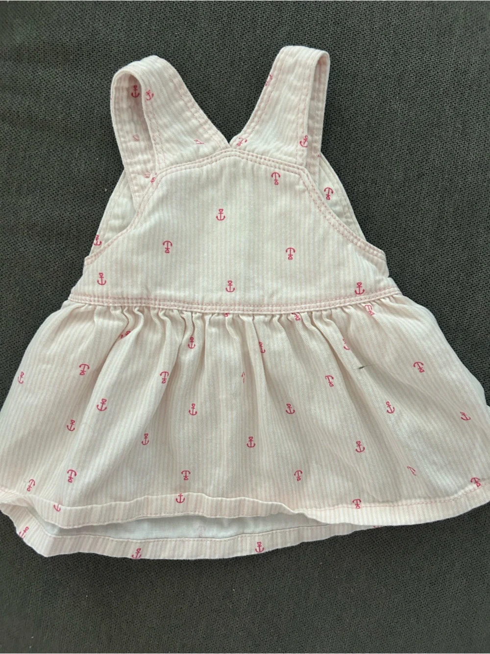 Pink Anchor Print Pinafore Dress - Baby